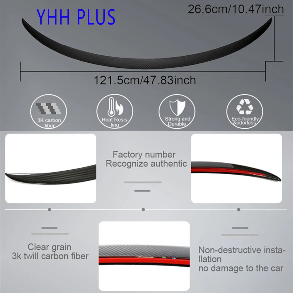 Real Carbon Fiber Spoiler For Tesla Mode Y Accessories Trunk Wing 2020-2024 Real Dry Carbon Original Model 3 Highland Exterior