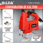 HILDA Electric Jig Saw Household Plug - in Brushed Six Speed Electric Curved Cutting Tool Suitable For A Wide Range Of Materials