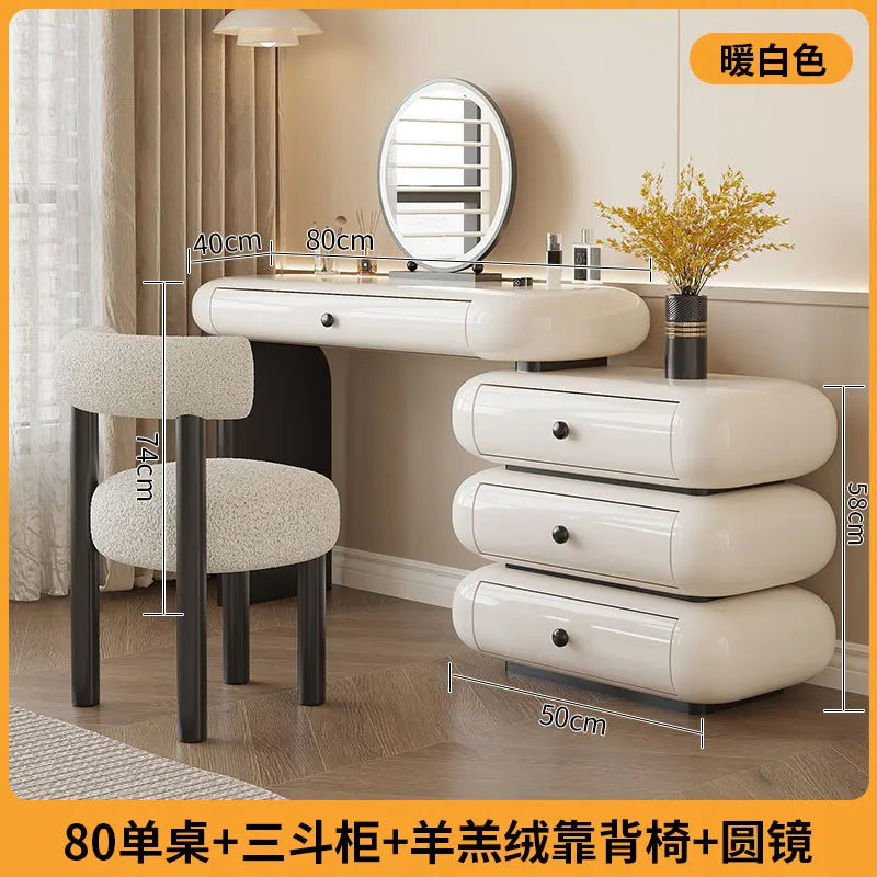 Luxury Modern Makeup Vanity Dressers For Bedroom Headdresses Hairstyles Comfortable Vanity Desk With Light Mirror With Seat