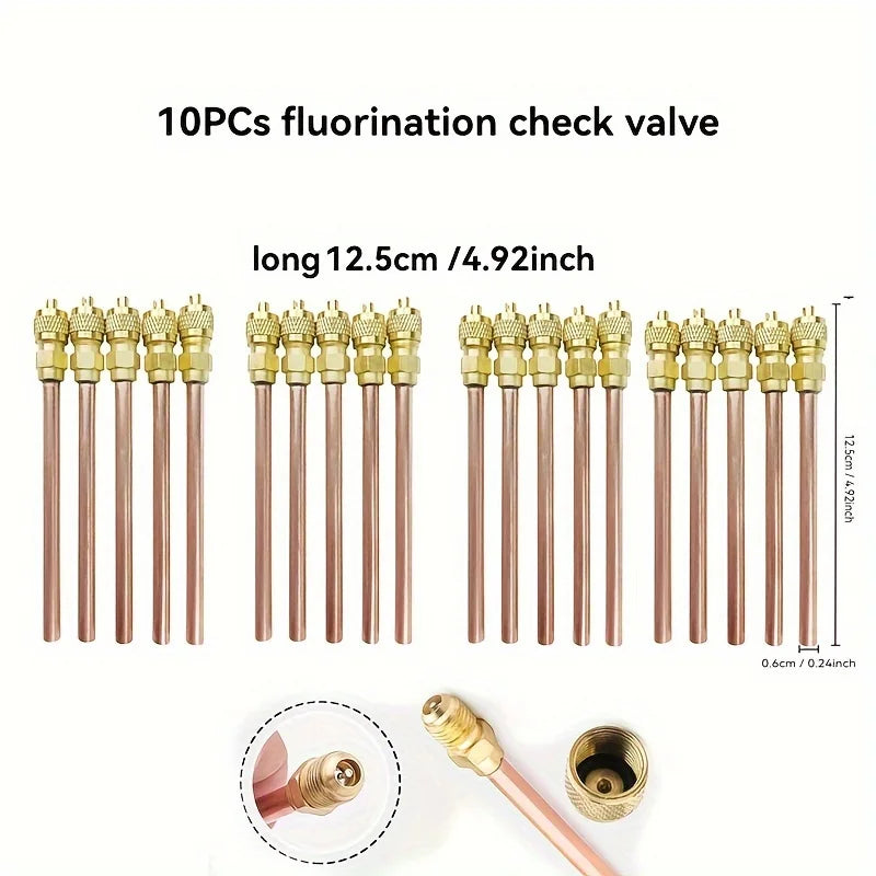 10/20PCS Car AC Refrigeration 100mm/125mm Accessories Valves Copper Tube Filling Parts 3.4 Mpa Home DIY Power Tool