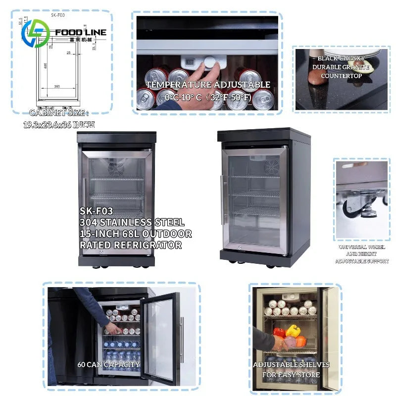 Customized All-Weather Outdoor Cooking Station Modern Black Outdoor BBQ Kitchen for Garden Patio Backyard Outdoor Living
