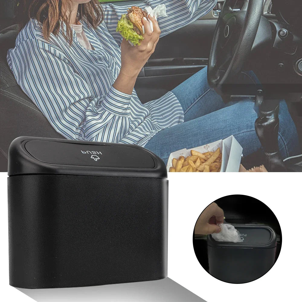 1L Car Interior Storage Case Trash Garbage Box Door Bin Push Can Mini Tray Dustbin Seat Clip Stand Holder Automotive Accessories