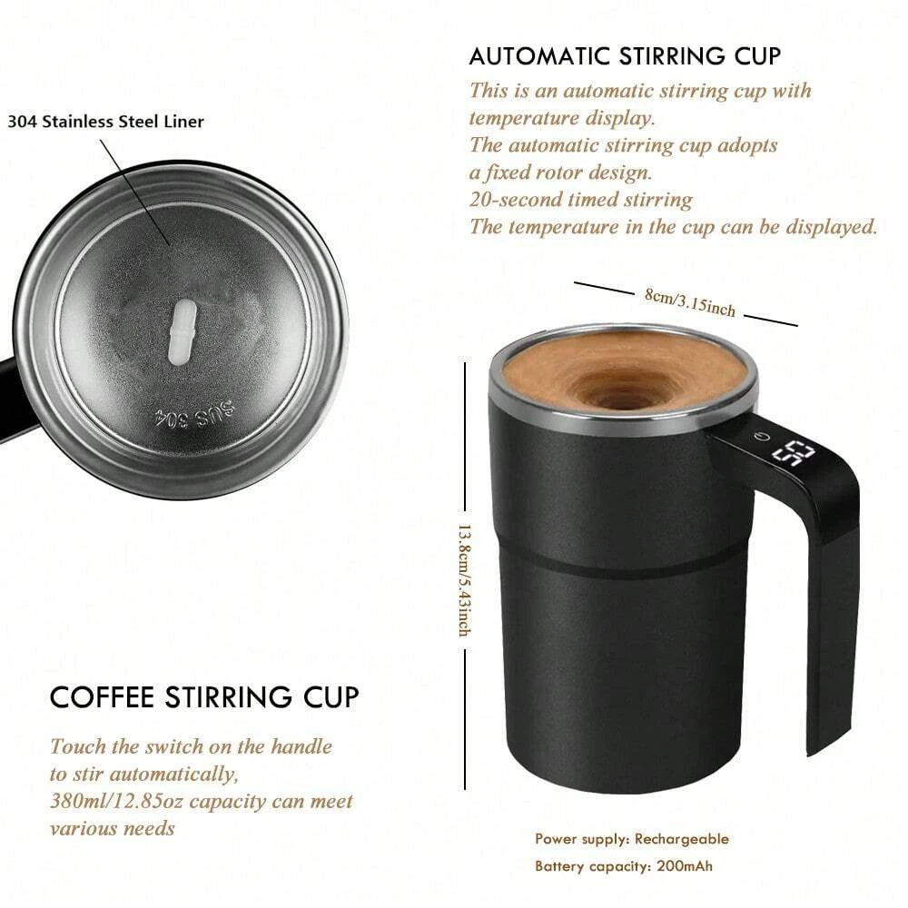 New USB Rechargeable Automatic Magnetic Cup Electric Coffee Milk Self Mixing Mug Home IP67 Waterproof Food Safe 380ML Coffee Mug