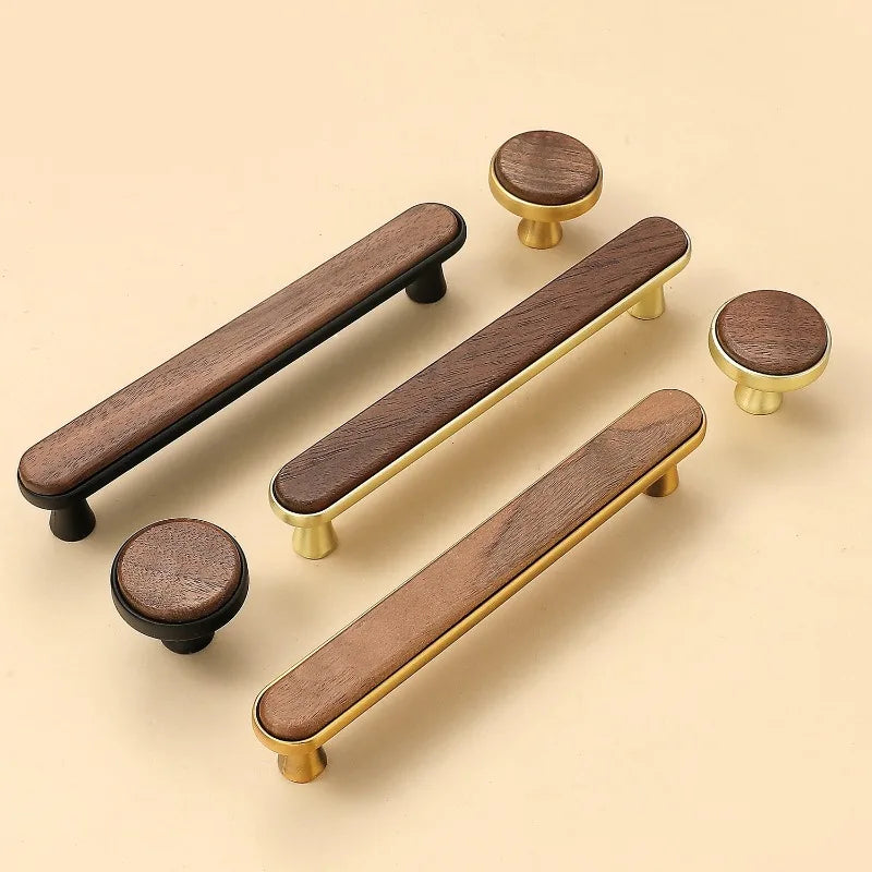 Kitchen Closet Dressing Table Wooden Furniture Handles Walnut Cabinet Door T Bar Wood Knobs Pulls Wardrobe Cupboard Drawer Pulls