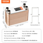 VEVOR Heat Exchanger 5"x 12" 80 Plates Brazed Plate Stainless Steel For Floor Heating Water Heating Snow Melting Beer Cooling