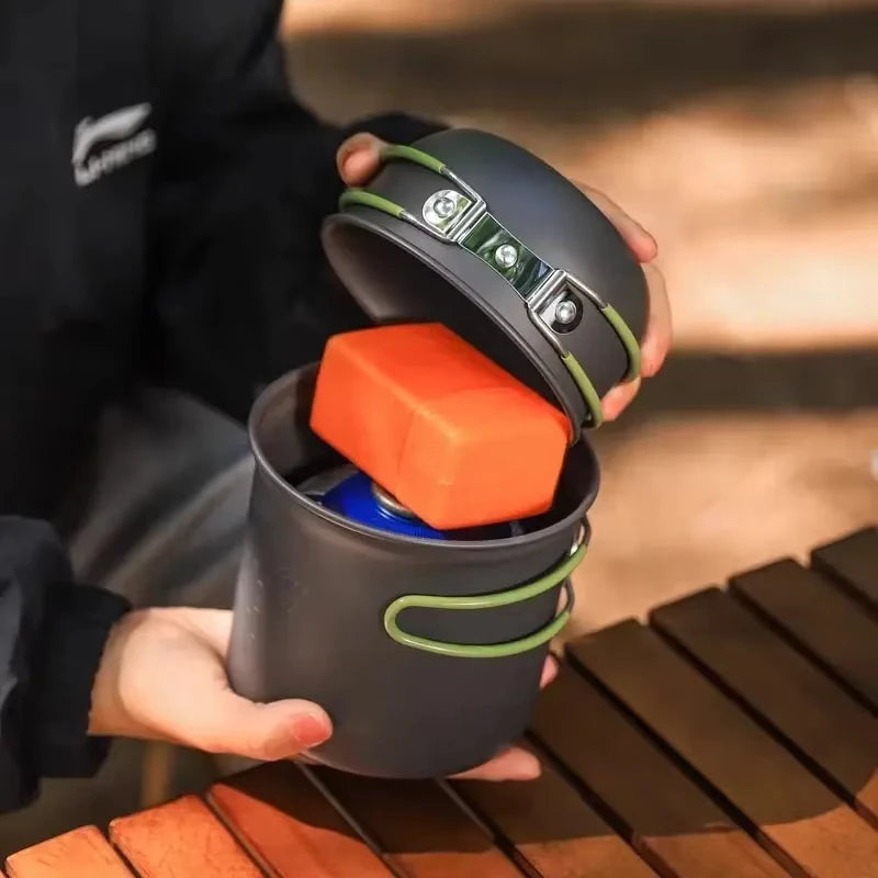Outdoor camping cooking set kitchen supplies hard aluminum alloy material cookware set hiking and picnic equipment