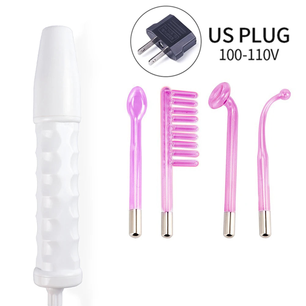 4-IN-1 Portable High Frequency Facial Beauty Machine Electrode Purple Light Glass Tube Wand Acne Massage Facial SPA Skin Care