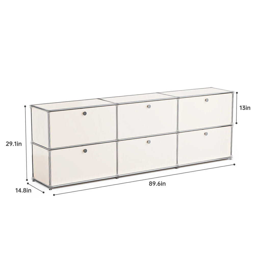 Storage Cabinet Storage Shelf Stainless Steel Metal Board Living Room Cabinet Sideboard Cabinet Modular Furniture-No Keys