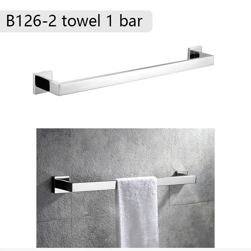 Chrome Polished Bathroom Hardware Mirror Chrome Polished Towel Rack Toilet Paper Holder Towel Bar Hook Bathroom Accessories