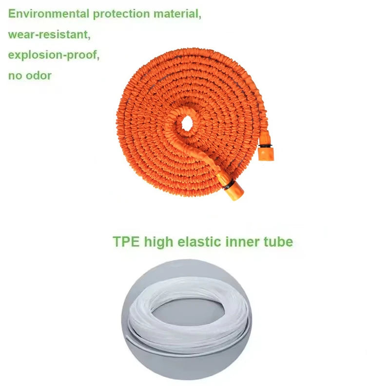 25FT-200FT Garden Hose Expandable Flexible Hose Courtyard Daily Irrigation Tool High Pressure Car Wash Clean Water Gun