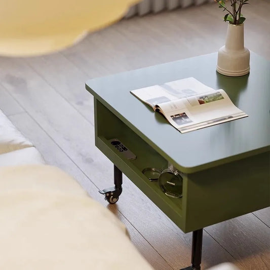 Realife Tea Table Simple And Adjustable Solid Wood Rock Board Small Table Japanese Cream Style Movable Living Room Side Table