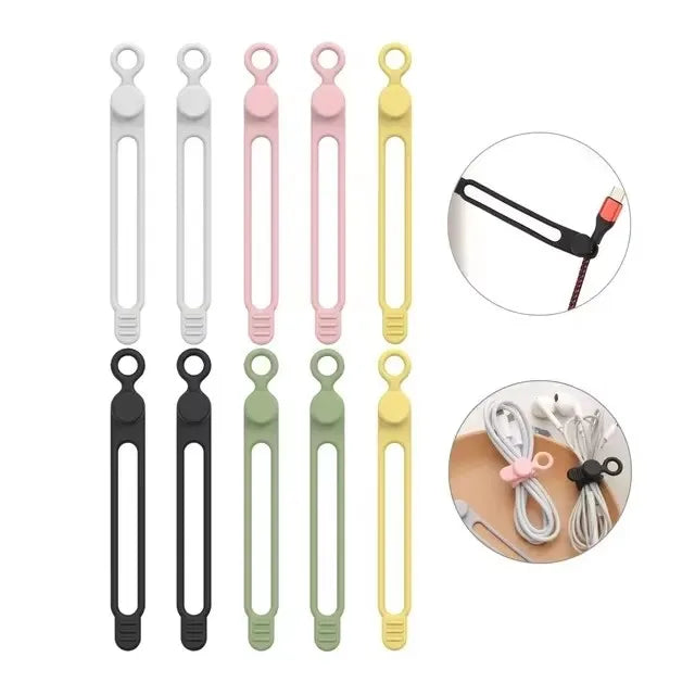 Silicone Cable Ties,Cord Organizer,Cable Straps,Reusable Cord Ties,Travel Cable Organizer ,Cute Elastic Tie, Wire Ties
