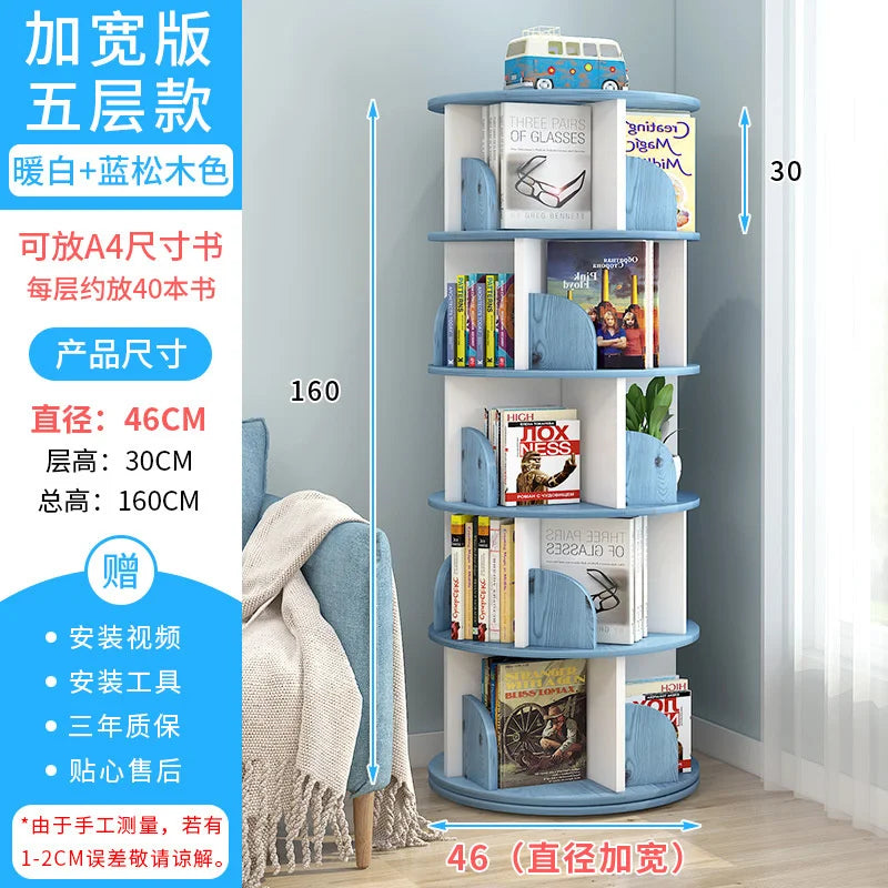 Rotating bookshelf children's picture book stand simple household space saving simple landing student creative storage bookcase