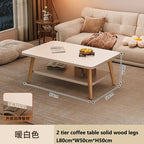 Formwell 80*50cm top 2 tier simple coffee table wood sofa table for Living Room easy assembling solid wood legs