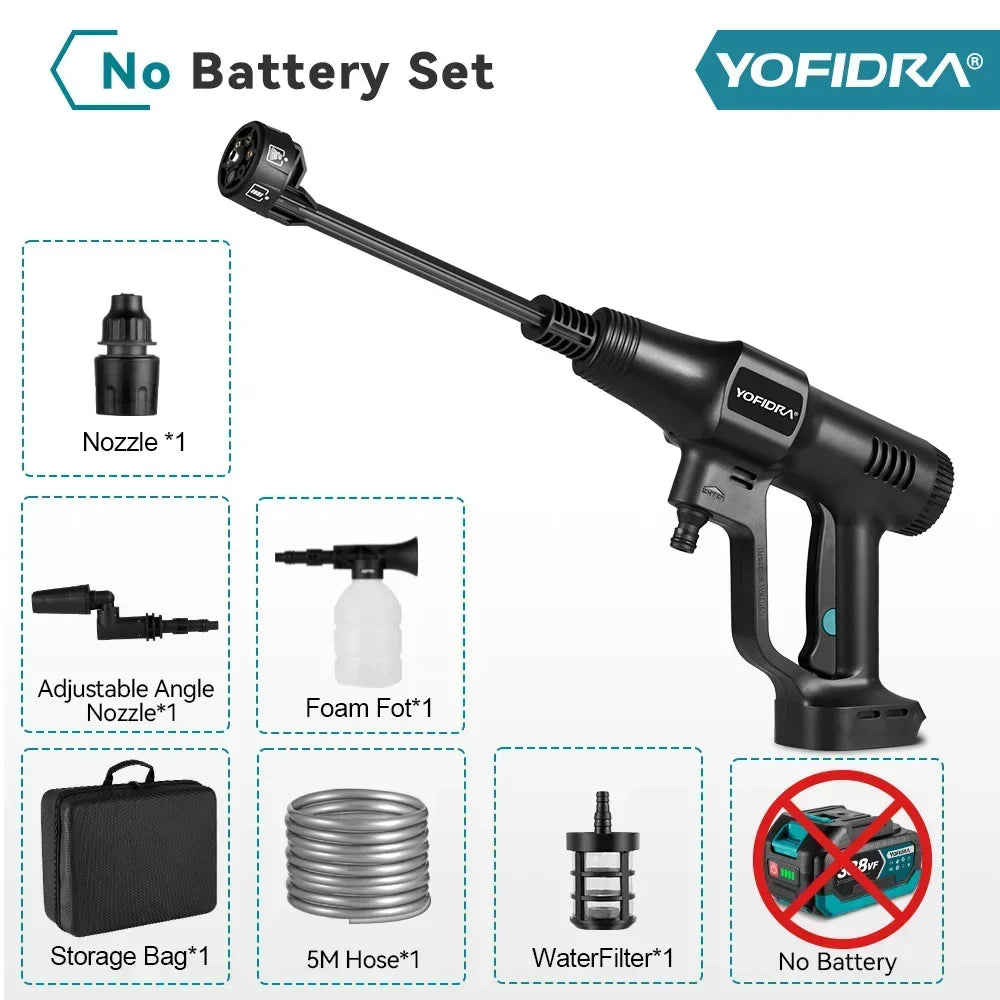 Yofidra 200Bar Brushless Electric Water Gun 3 Gears Cordless Rechargeable Car Garden Cleaning Tools For  18V Battery