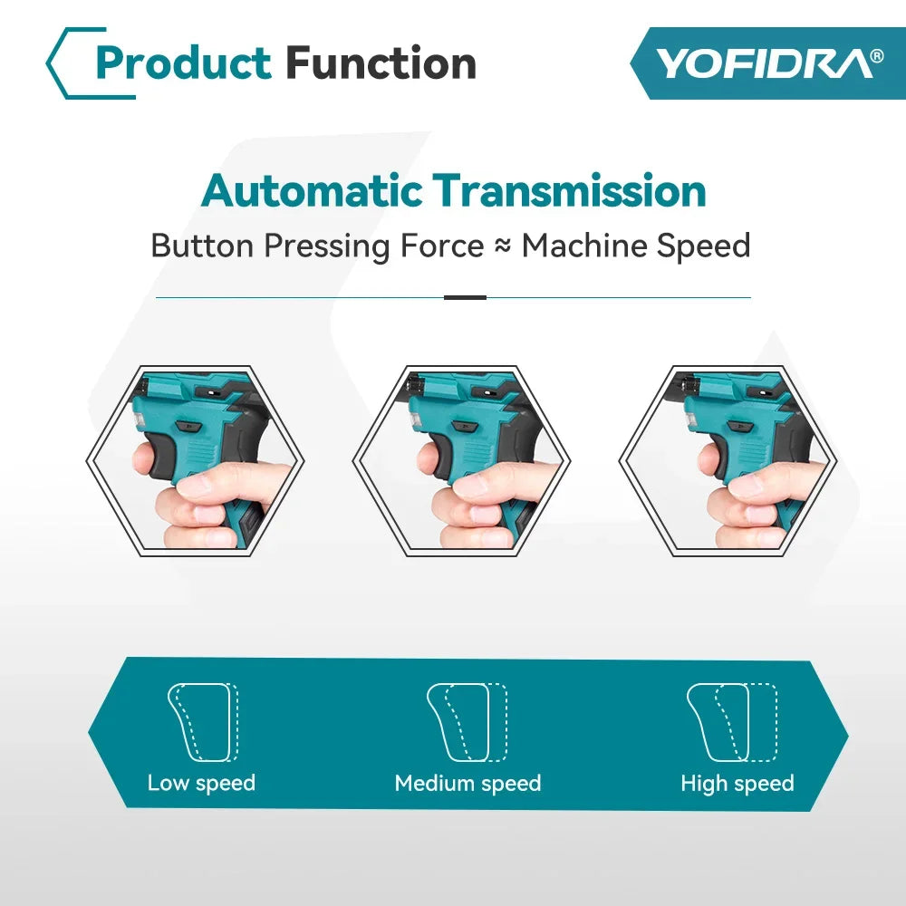 YOFIDRA 1000N.m Brushless Electric Impact Wrench 1/2" Cordless Rechargeable Socket Screwdriver Power Tool For Makita Battery Pin