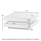 KOMHTOM Square coffee table table in White Modern Technological Style With Bluetooth LED Strip