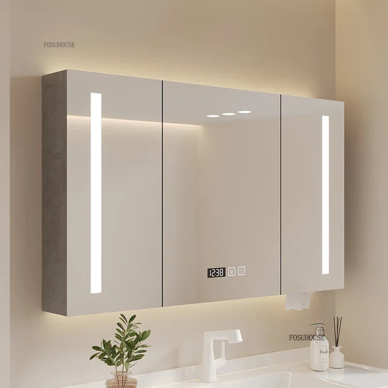 Bathroom Wall Mounted Mirror Cabinet Modern Smart Bathroom Cabinets with Mirror Creative Bathroom Storage Cabinet Home Furniture