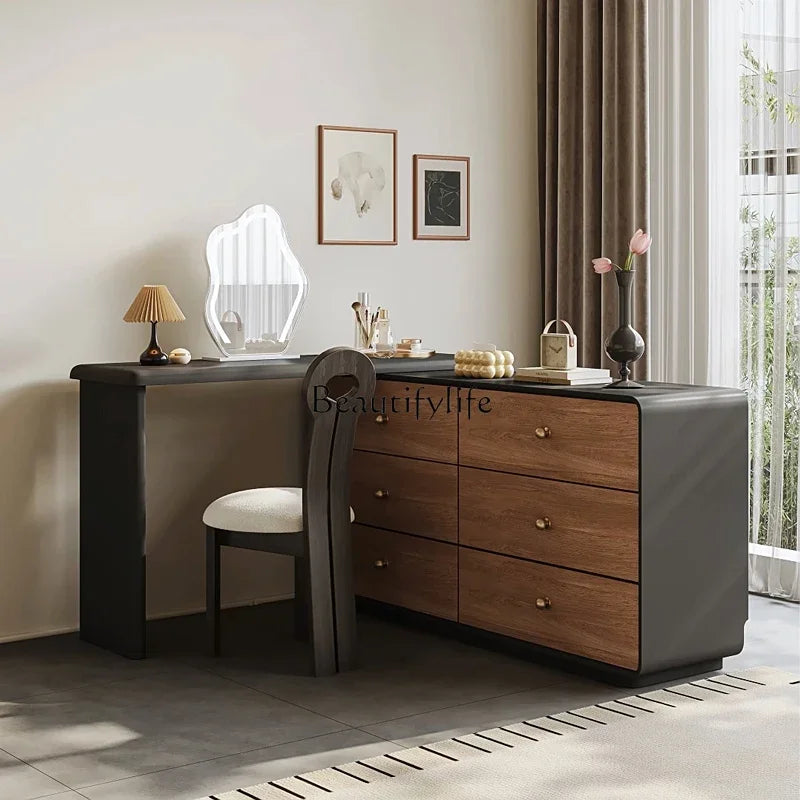 FG11Medieval style new all-solid wood dresser walnut color black retro
