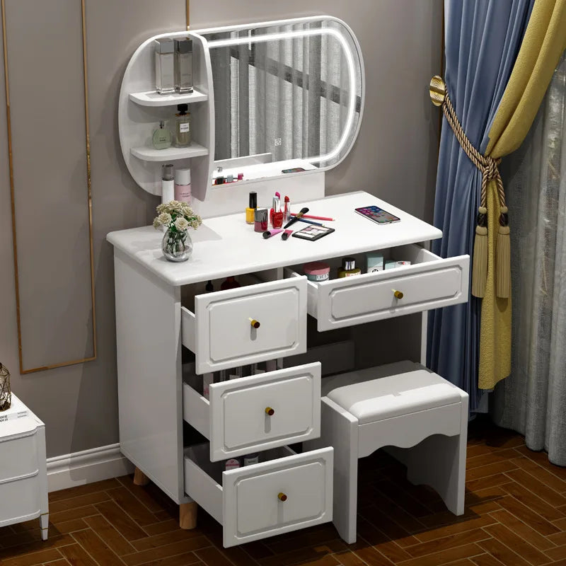 Hot Selling Kids Small New Design Wooden Vanity Mirror Dold Green White Makeup Glass Modern Dresser Dressing Table