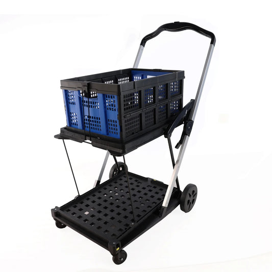 Folding Double-Decker Service Cart with Wheels