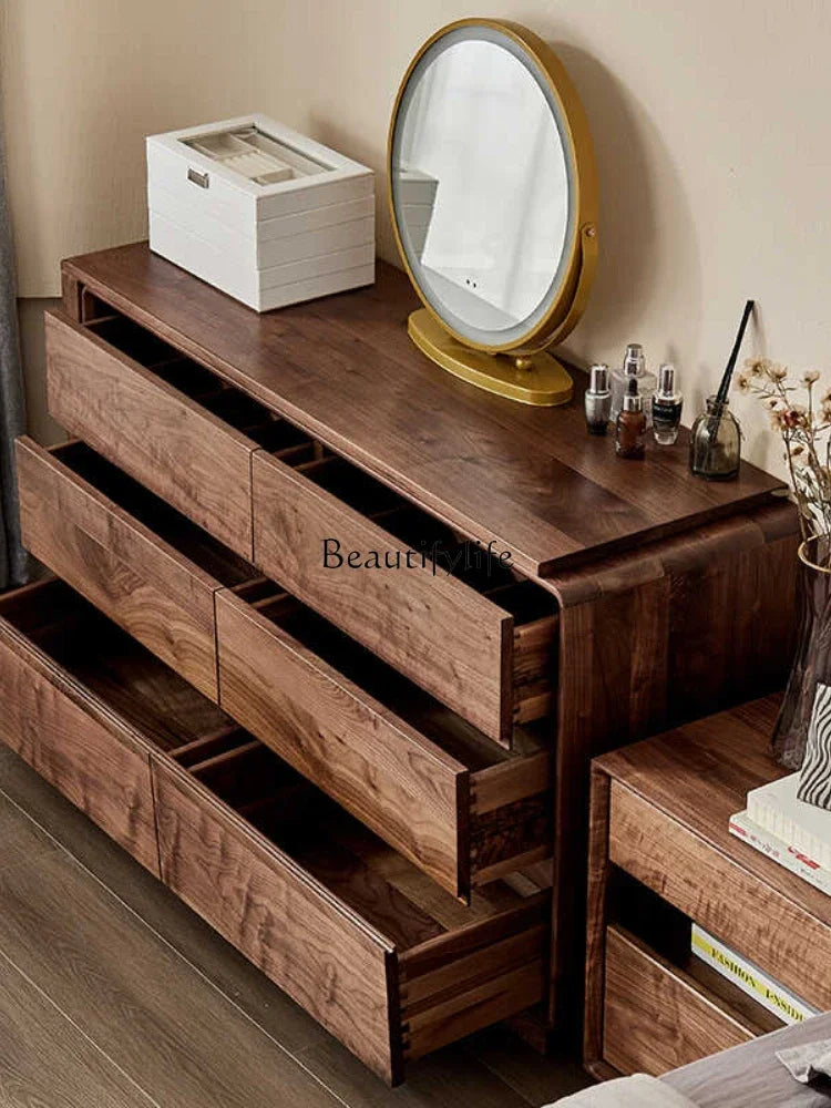 FG11All North American black walnut six-chest cabinet dresser storage integrated storage