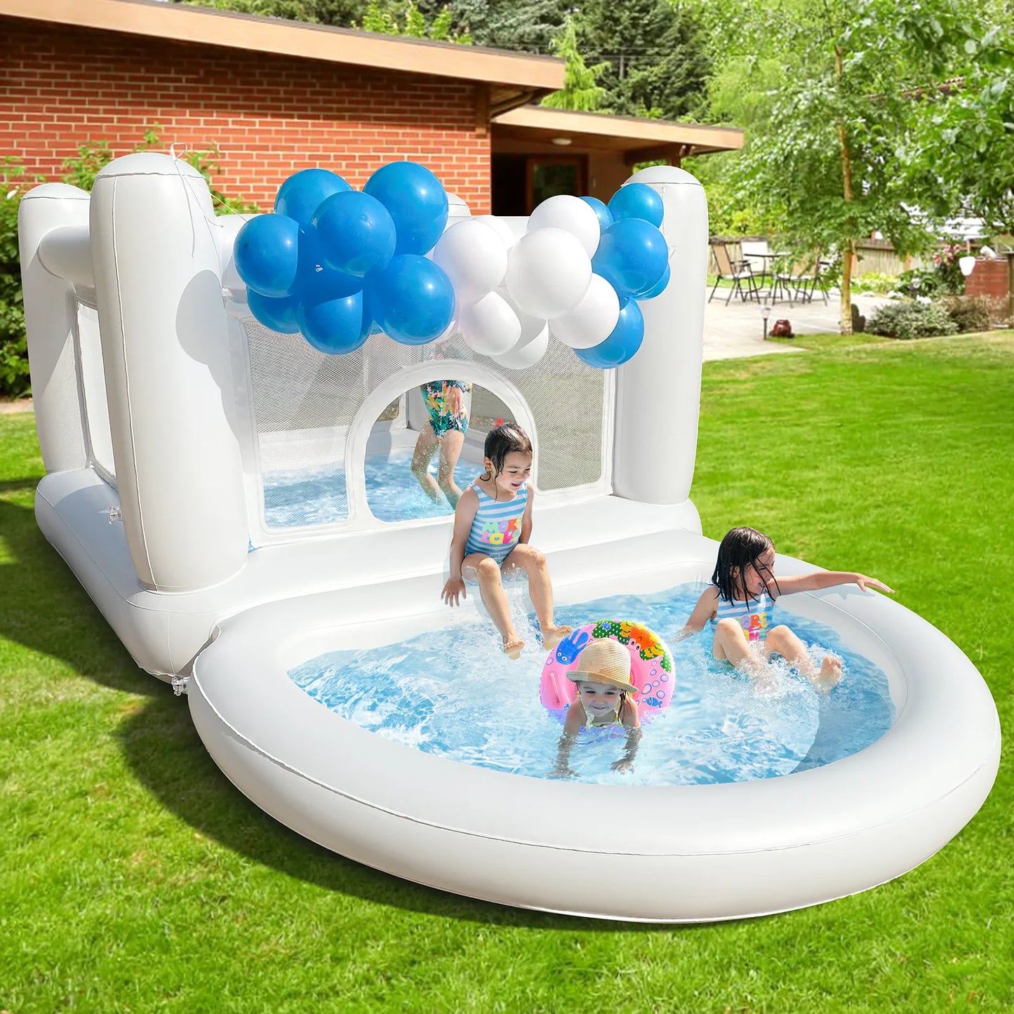 White Bounce House & Ball Pit with Pump
