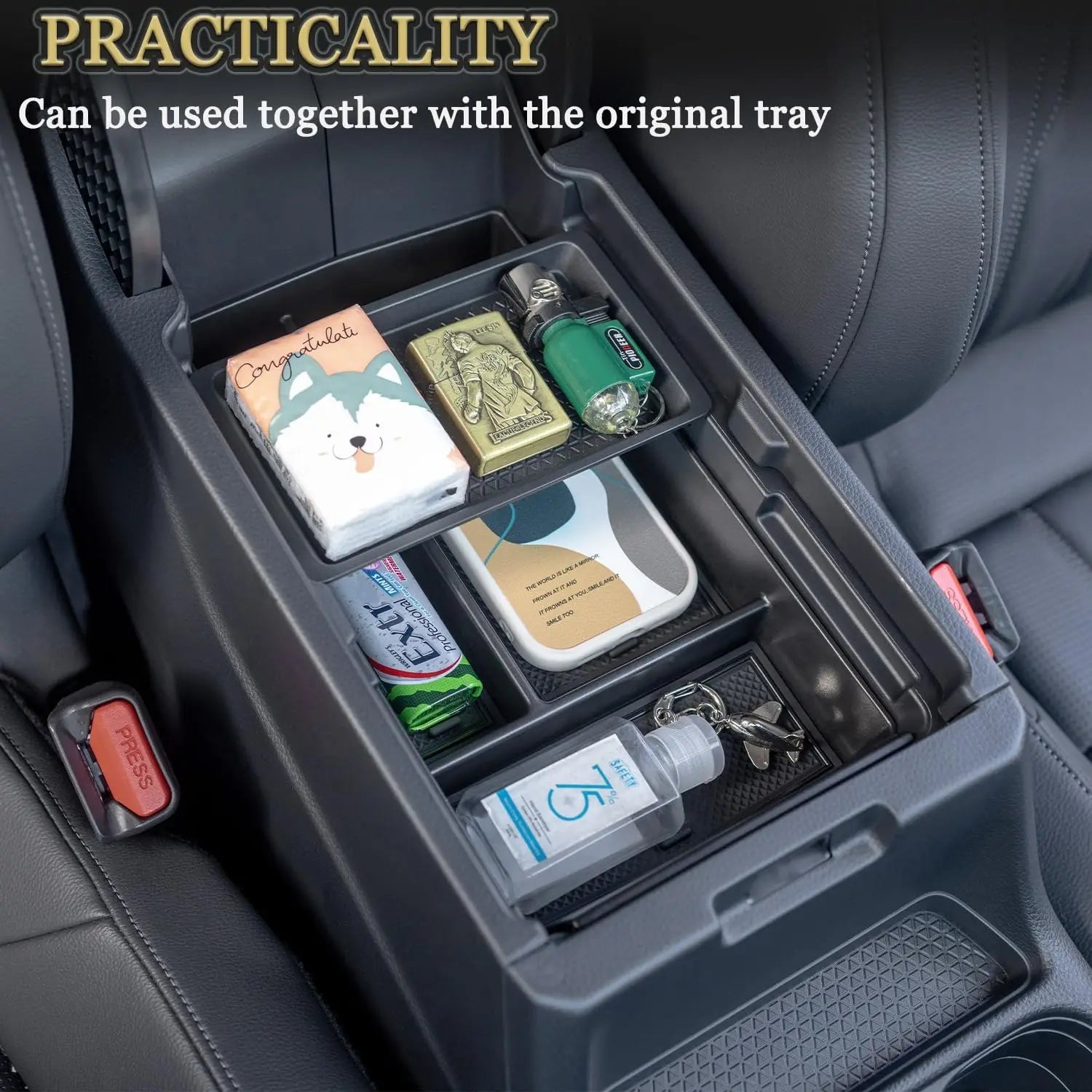 Center Console Organizer Compatible with Honda CRV 2023 2024 Accessories CR-V Hybrid Sport Armrest Tray Divider Storage Box