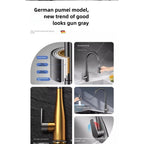 2024new Kitchen Faucets Brass material Pull Out Kitchen Sink Water Tap Deck Mounted Mixer Stream Sprayer Head Hot Cold Taps