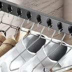 Wall Mounted Wall-Mounted Clothes Hanger New Closet Durable Couple Stainless steel Folding Retractable Hook Home