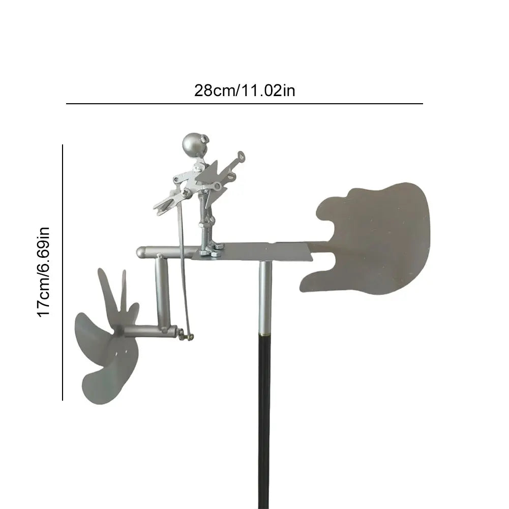 DIY Handcrafted Metal Drummer Windmill Statue Spins with Wind Steampunk Percussionist Music Wind Spinner Garden Decoration
