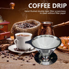 Cone Coffee Filter Screen 304 Stainless Steel Double-layer Espresso Tea Strainer Reusable Coffeeware Kitchen Gadgets