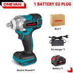 ONEVAN 520N.M Brushless Electric Impact Wrench 1/2 Inch Cordless Wrench Screwdriver Repair Power Tool For Makita 18V Battery Pin