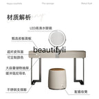 CC Italian minimalist dresser light luxury rock slab leather makeup table modern minimalist high-end sense