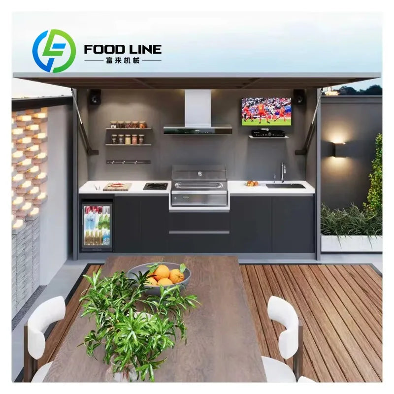 Custom 304 Stainless Steel Outdoor Kitchen Island Outdoor Patio Cooking Kitchen Grill Modular Outdoor Kitchen Cabinet with Sink