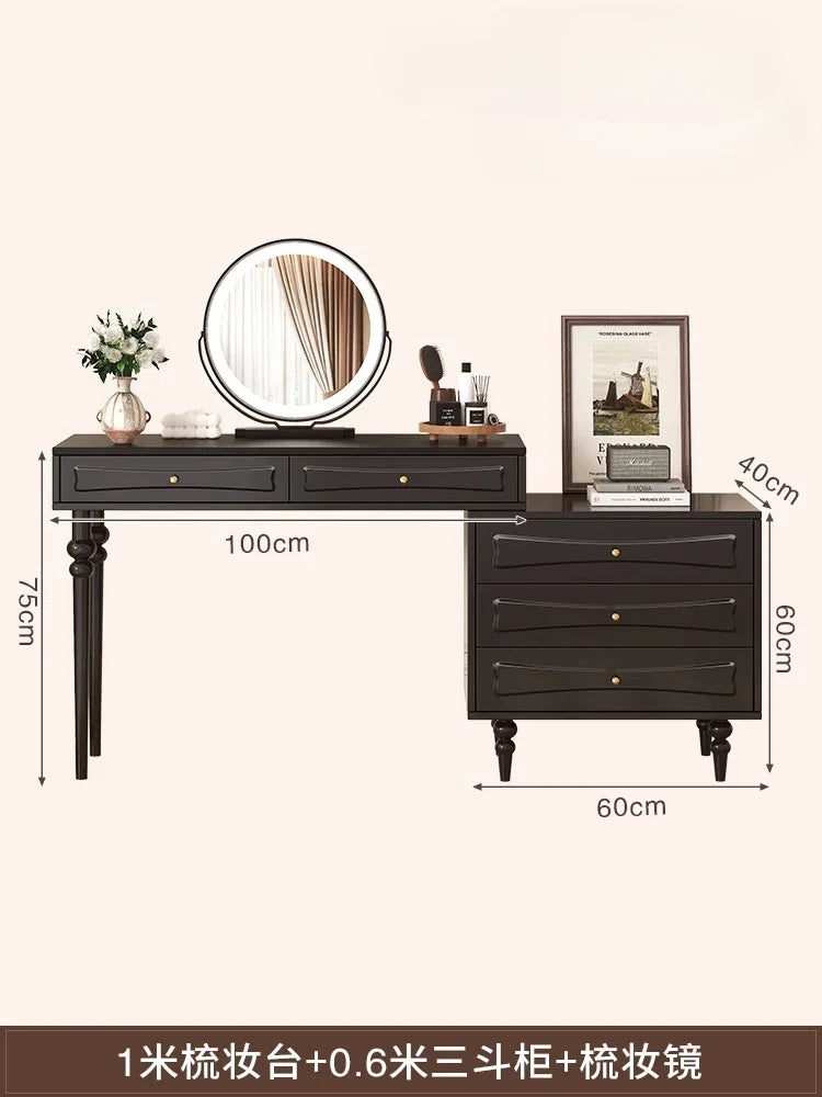 American Solid Wood Dresser Modern Simple Bedroom Vanity Table with Mirror Storage Cabinet Home Furniture Tocador Mueble FYDT