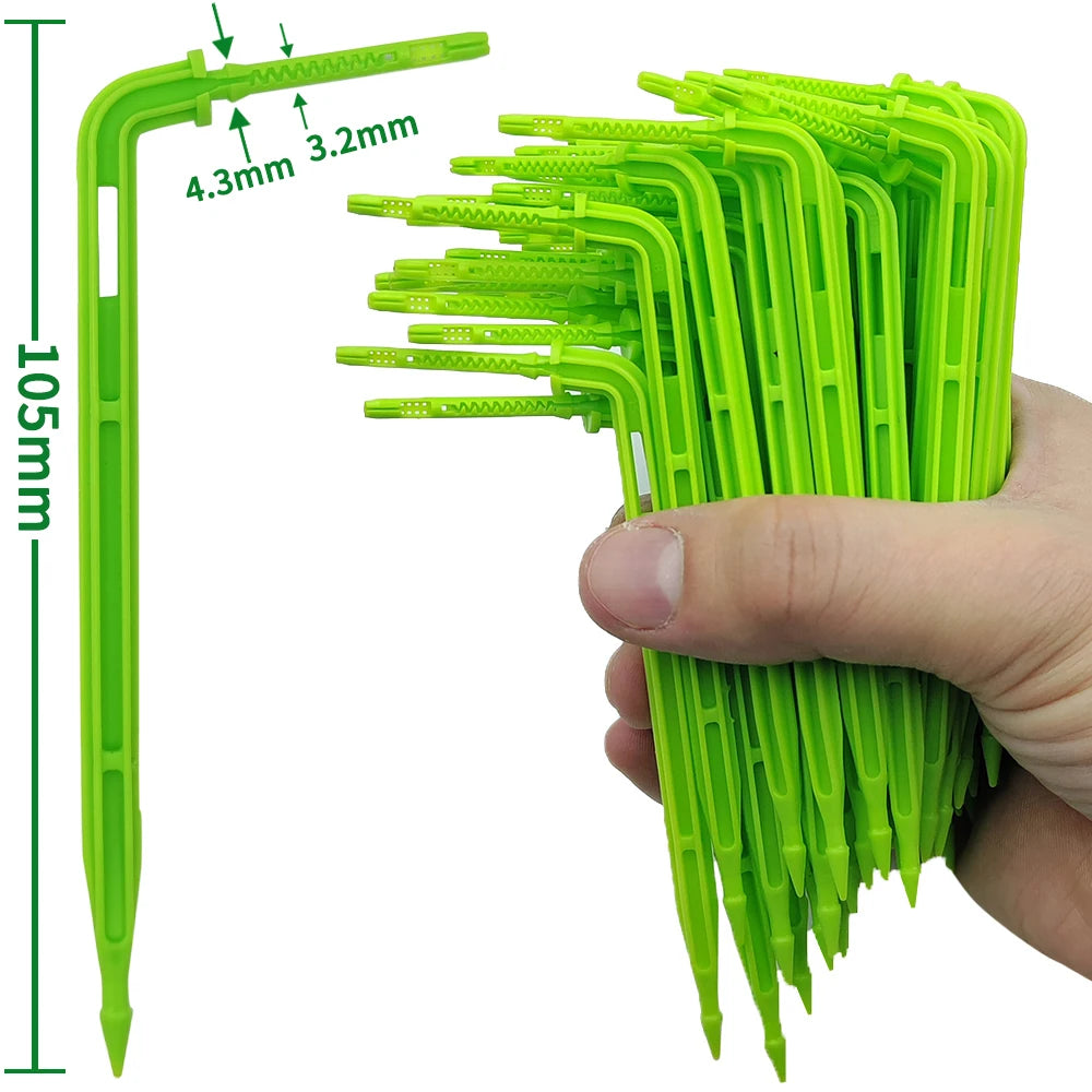 WUJIE 50-1000PCS 1/8'' Green Drippers 3/5mm Bending Arrow Emitters Garden Potted Irrigation Watering Micro Drip System Fittings