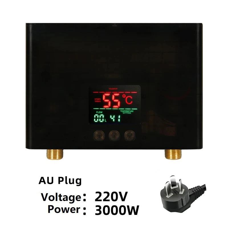 110V 220V Instant Water Heater Bathroom Kitchen Wall Mounted Electric Water Heater with Remote Control LCD Temperature Display