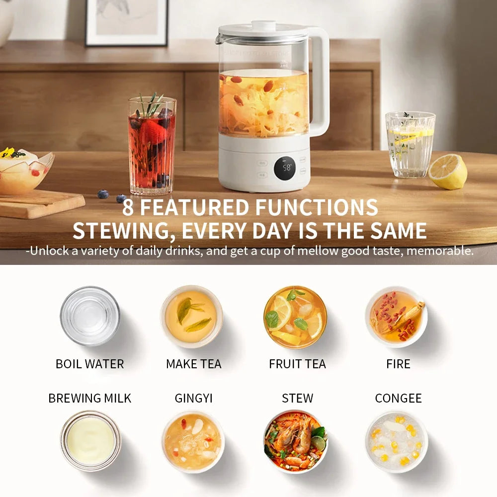 New Xiaomi Mijia Multi functional Health Kettle S1 1.5L 1000W High Borosilicate Glass Body 316L Stainless Steel Heating Plate