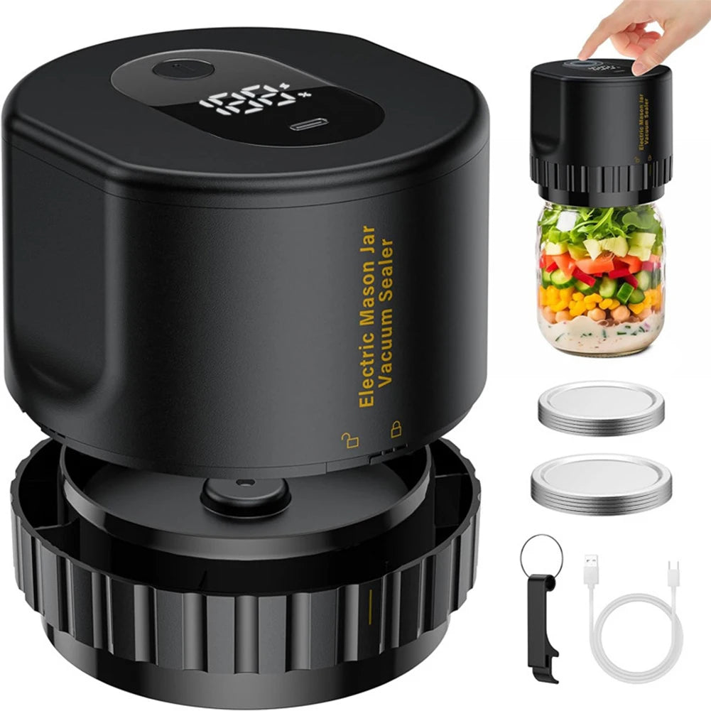 Electric Mason Jar Vacuum Sealer Kit, Cordless, for Mason Jars Wide Mouth Fermentation with Mason