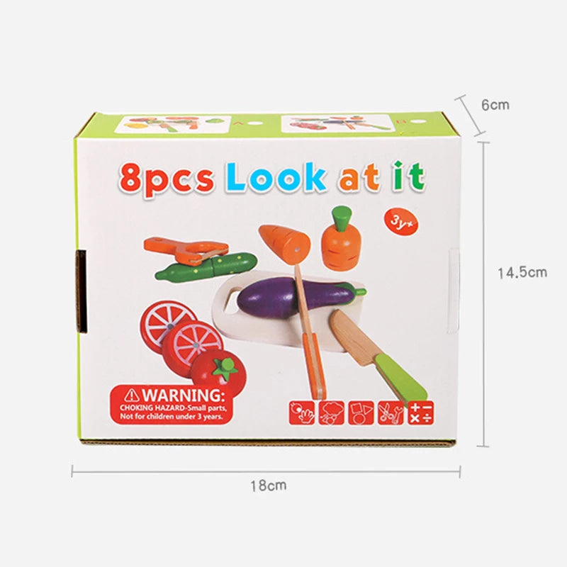 Simulation Kitchen Pretend Toy Wooden Classic Game Montessori Educational Toy For Children Kids Gift Cutting Fruit Vegetable Set