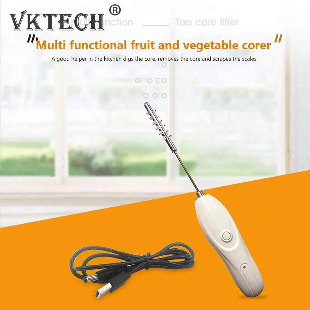 Multifunctional Electric Scale Scraper Wear-resistant Portable Vegetable Corer Anti-rust Rotating Cutter with 2 Different Blades