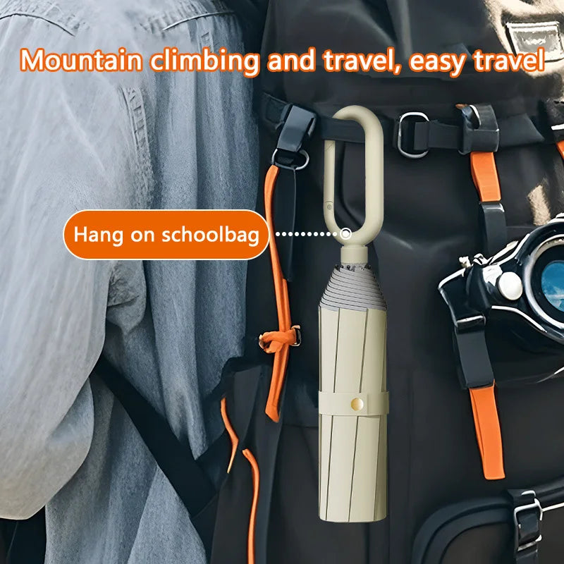 Xiaomi 8-bone Triple Fold Umbrella Hand Open Loop Buckle Umbrella Black Rubber Sunscreen Dual Use Wind Water Resistant Umbrella