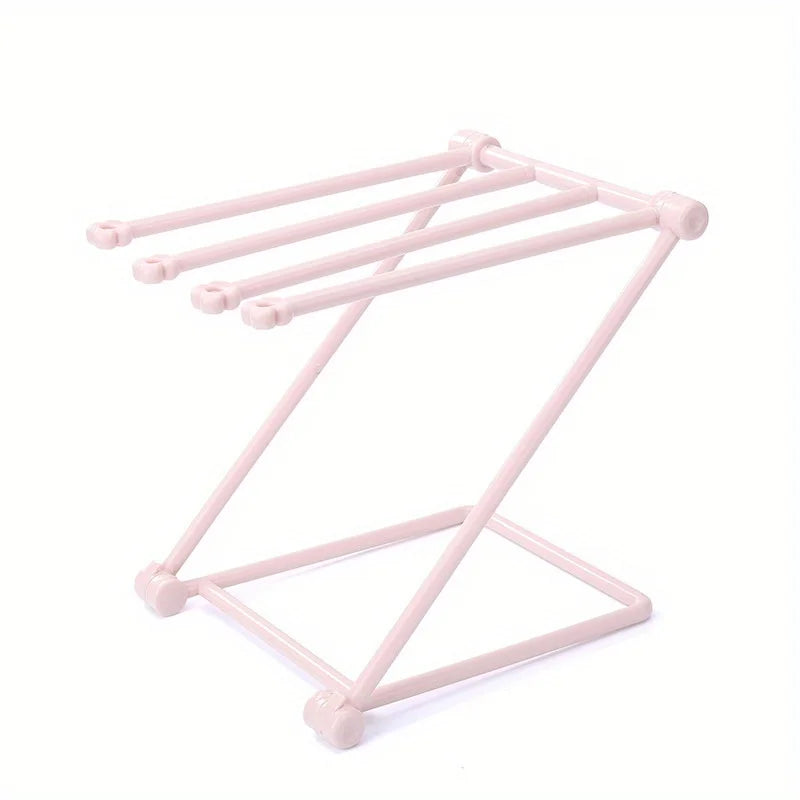 Foldable Kitchen Towel Rack Plastic Storage Rag Rack Vertical Desktop Dish Cloth Drain Shelf Multi-Function Kitchen Supplies