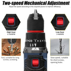 16.8V/21V Cordless Drill ,10MM 3/8'' Keyless Chuck,1.3Ah Li-Ion Battery,2 Variable Speed for assembling, repairing and DIY