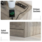 Vabches 6 Drawer Dresser for Bedroom Wood Chest of Drawers with Power Strip Tall Dresser Organizer with Metal Handle for Hallway