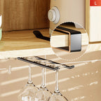 HeMu Kitchen storage rack under the cabinet without punching upside down goblet rack hanging red wine glass multifunctional rack