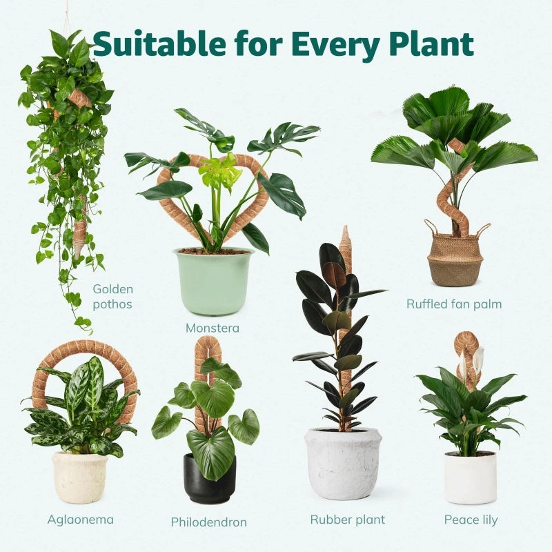 80cm Bendable Coco Coir Moss Pole Plant Cage Climbing Pole Plant Support Extension for Monstera Plant To Grow Upward Garden