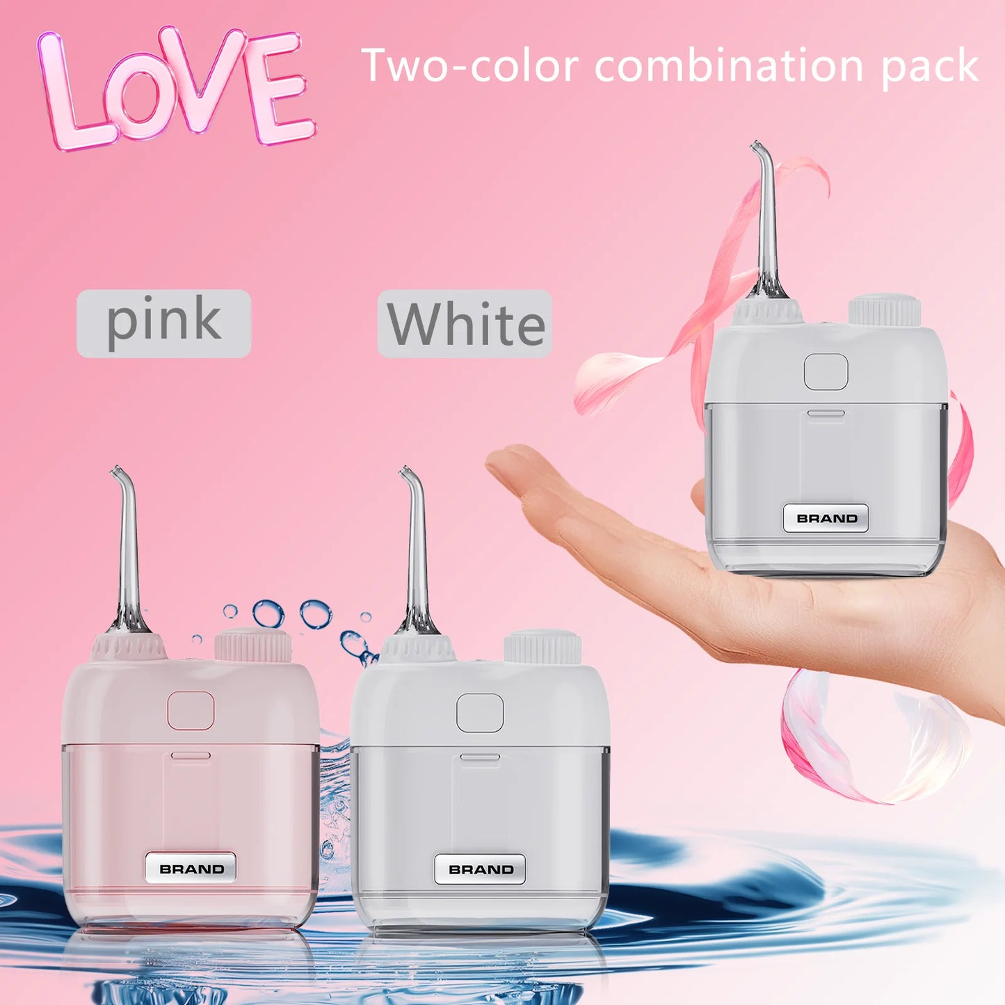 YUESI Mini Electric Water Flosser Convenient For Travel Portable Teeth Cleaner 2 Jet Tip 4 Modes Irrigator Dental Teeth Clean