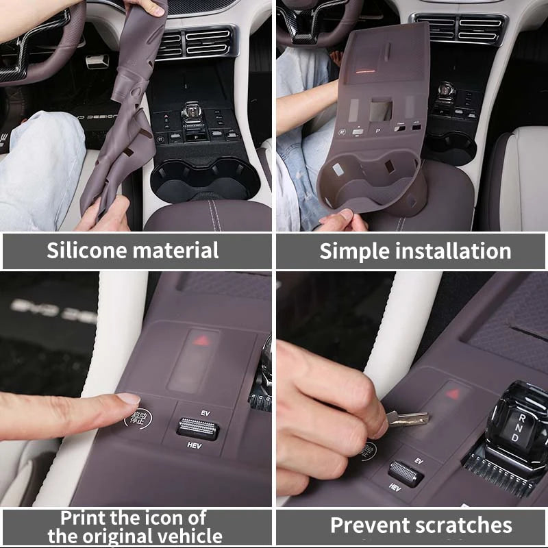 For Byd Song Plus Seal U Dmi Ev 2025 Car Central Control Gear Wireless Water Cup Silicone Mat Waterproof Protector Pad Anti-slip